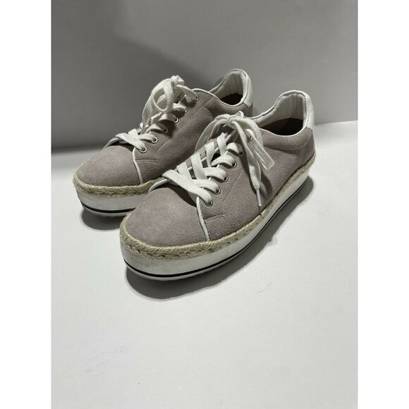 Steve Madden Rule Platform Suede Taupe Sneakers Size 9.5 - Picture 1 of 7
